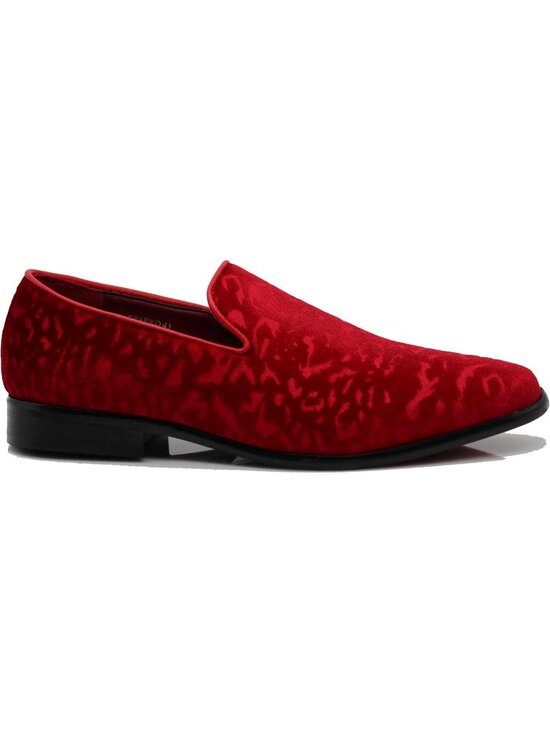 Enzo Romeo Men\'s Red41 Vintage Velvet Flower Loafer Slip On Classic Tuxedo Shoes